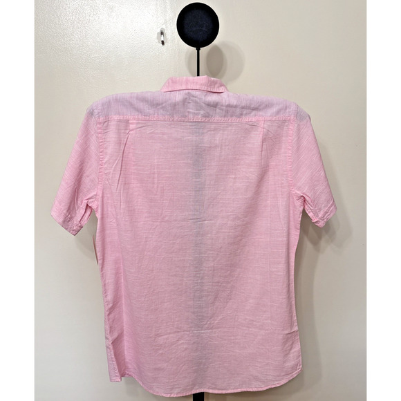 IZOD Saltwater Pink Carnation Stripe Short Sleeve Button Shirt - Large - Picture 2 of 2